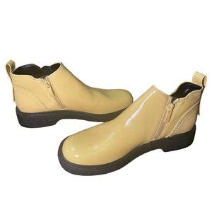 Franco Sarto Jellisa Beige Patent Leather Ankle Boots Size 6.5M